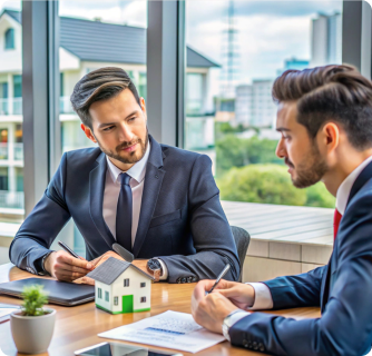 Two professionals in an office focus intently on a laptop screen while one points at the monitor.