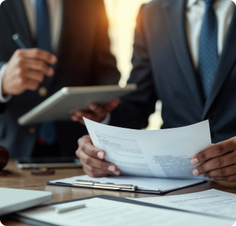 A presenter pointing to a digital display showing growth charts during a business meeting.